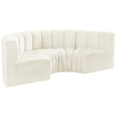 Meridian Arc Cream Velvet 4 pc Modular Sectional IMAGE 5