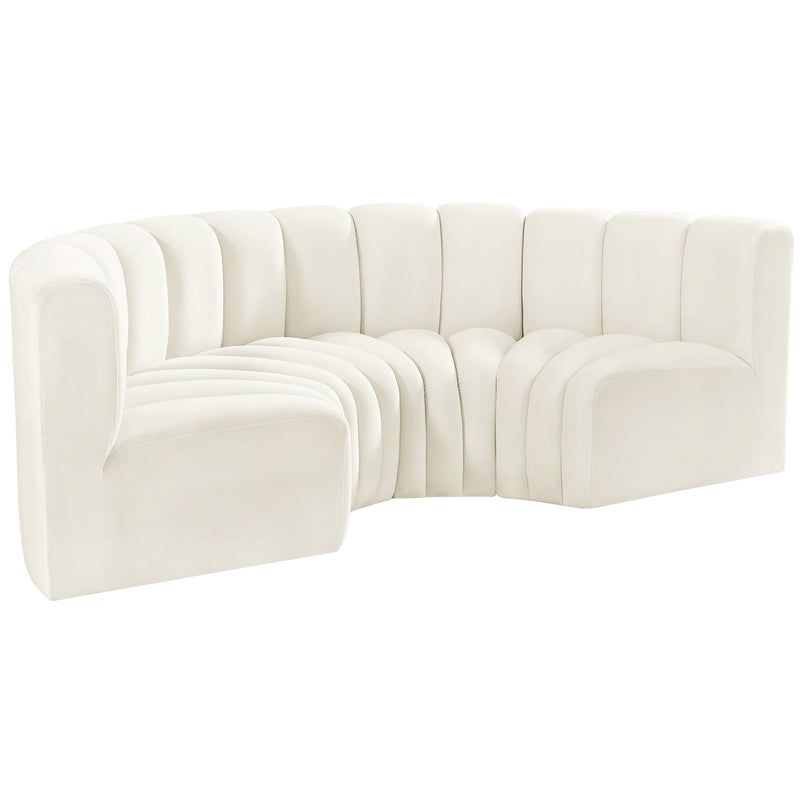 Meridian Arc Cream Velvet 4 pc Modular Sectional IMAGE 5