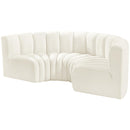Meridian Arc Cream Velvet 4 pc Modular Sectional IMAGE 6