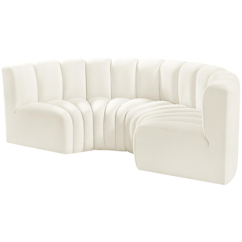 Meridian Arc Cream Velvet 4 pc Modular Sectional IMAGE 6