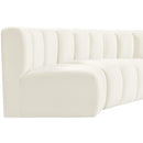 Meridian Arc Cream Velvet 4 pc Modular Sectional IMAGE 9