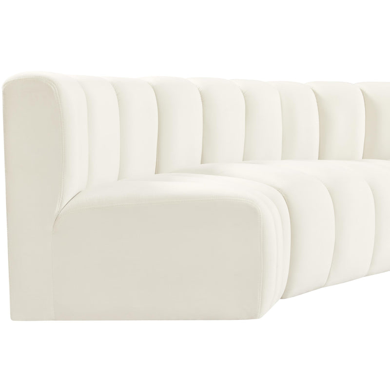 Meridian Arc Cream Velvet 4 pc Modular Sectional IMAGE 9