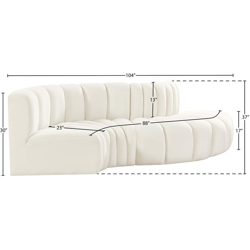 Meridian Arc Cream Velvet 4 pc Modular Sectional IMAGE 10