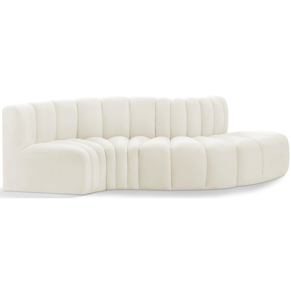 Meridian Arc Cream Velvet 4 pc Modular Sectional IMAGE 1