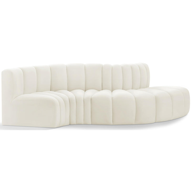 Meridian Arc Cream Velvet 4 pc Modular Sectional IMAGE 1