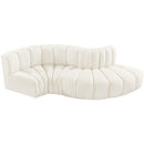 Meridian Arc Cream Velvet 4 pc Modular Sectional IMAGE 4