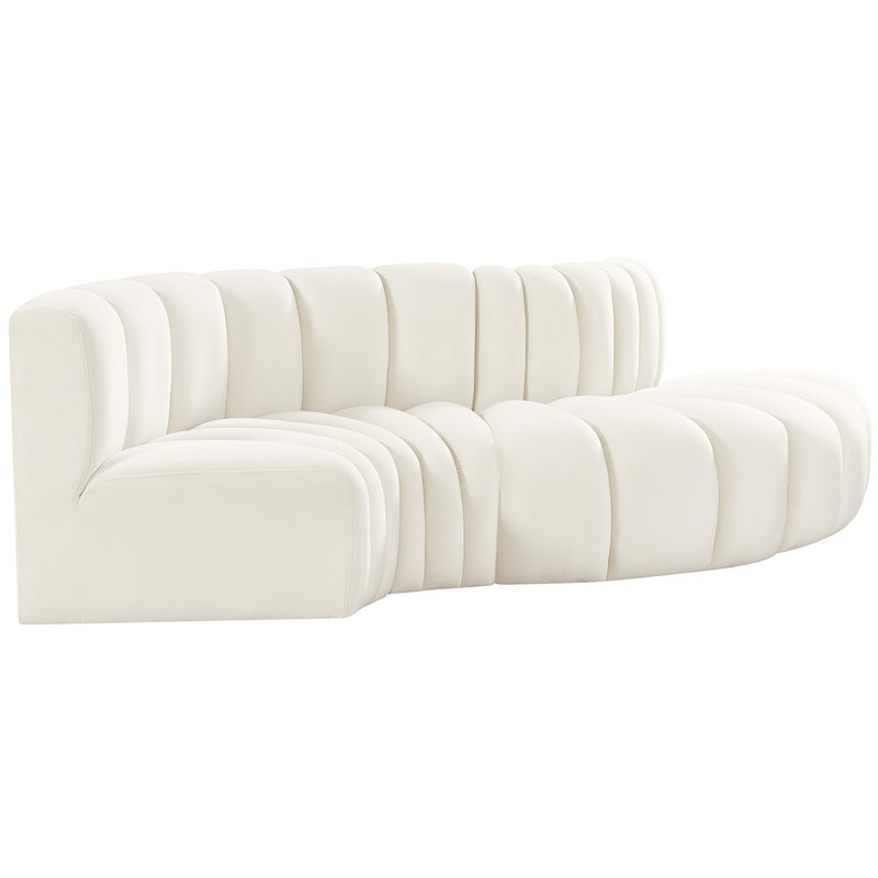 Meridian Arc Cream Velvet 4 pc Modular Sectional IMAGE 5