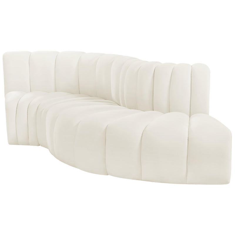 Meridian Arc Cream Velvet 4 pc Modular Sectional IMAGE 6