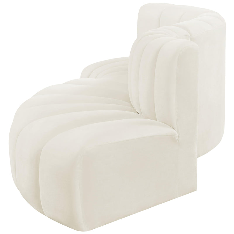 Meridian Arc Cream Velvet 4 pc Modular Sectional IMAGE 8