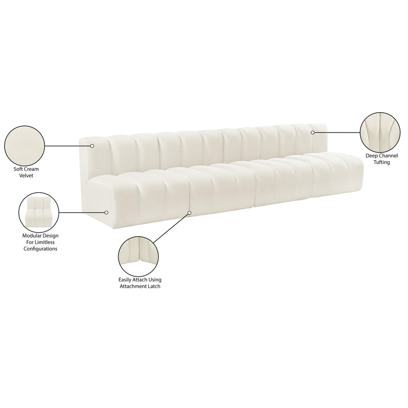 Meridian Arc Cream Velvet 4 pc Modular Sectional IMAGE 10