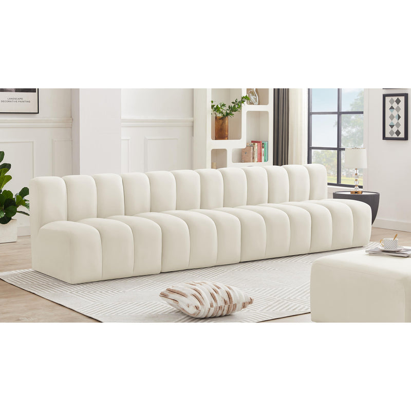 Meridian Arc Cream Velvet 4 pc Modular Sectional IMAGE 2