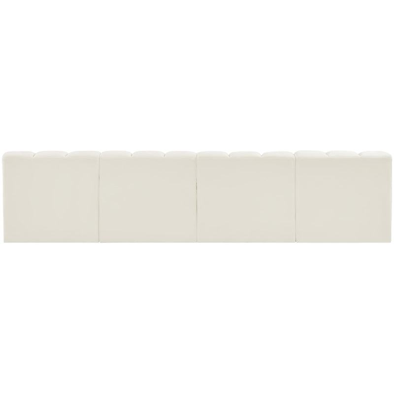 Meridian Arc Cream Velvet 4 pc Modular Sectional IMAGE 3