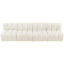 Meridian Arc Cream Velvet 4 pc Modular Sectional IMAGE 4