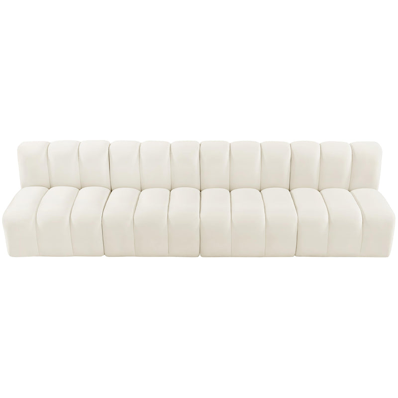 Meridian Arc Cream Velvet 4 pc Modular Sectional IMAGE 4