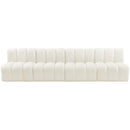 Meridian Arc Cream Velvet 4 pc Modular Sectional IMAGE 5