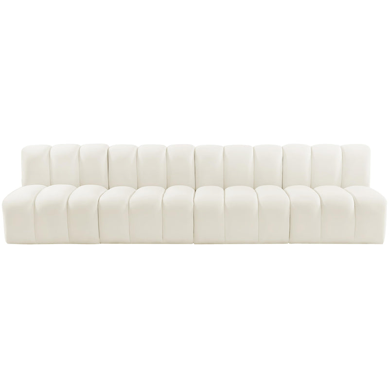 Meridian Arc Cream Velvet 4 pc Modular Sectional IMAGE 5