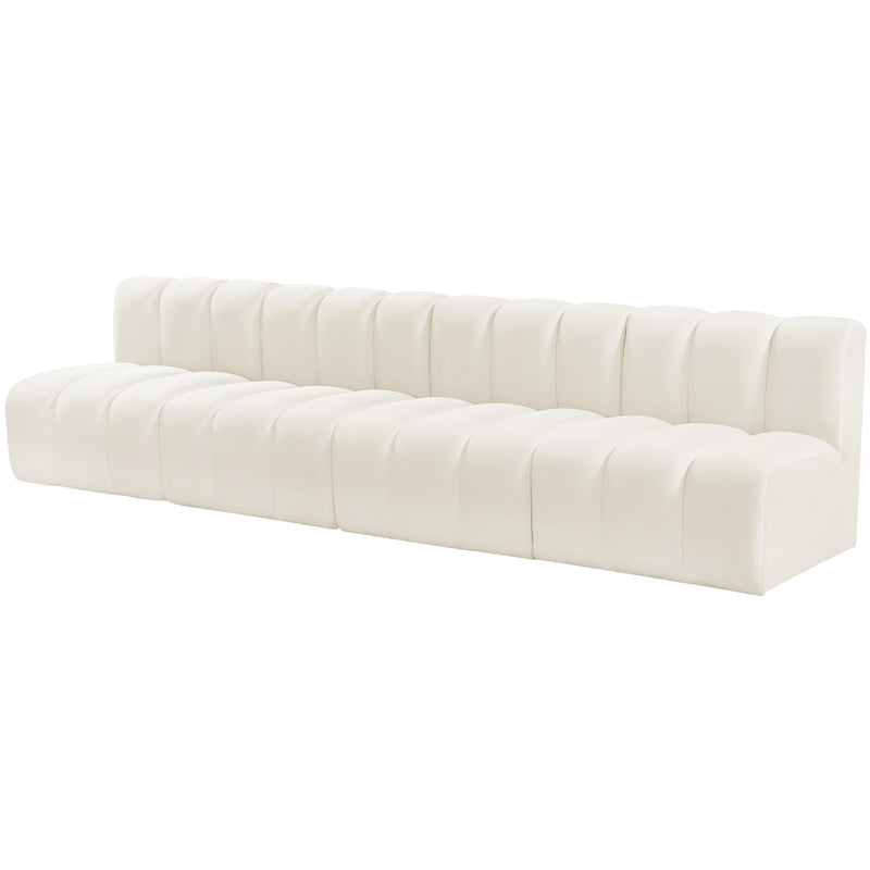 Meridian Arc Cream Velvet 4 pc Modular Sectional IMAGE 6