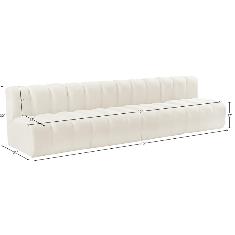 Meridian Arc Cream Velvet 4 pc Modular Sectional IMAGE 9