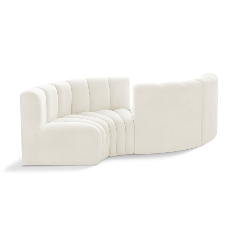 Meridian Arc Cream Velvet 4 pc Modular Sectional IMAGE 1