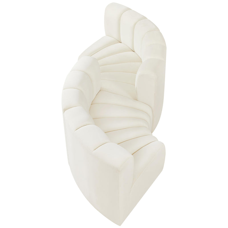 Meridian Arc Cream Velvet 4 pc Modular Sectional IMAGE 3