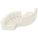 Meridian Arc Cream Velvet 4 pc Modular Sectional IMAGE 4