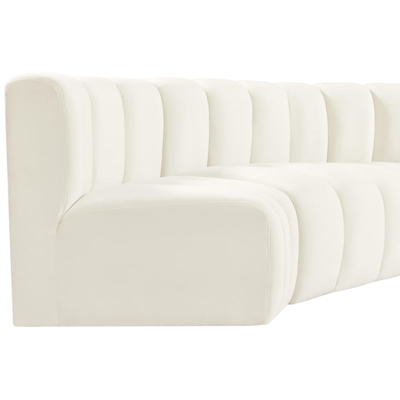 Meridian Arc Cream Velvet 4 pc Modular Sectional IMAGE 6