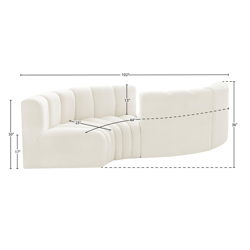 Meridian Arc Cream Velvet 4 pc Modular Sectional IMAGE 7