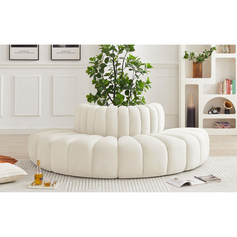 Meridian Arc Cream Velvet 4 pc Modular Sectional IMAGE 2