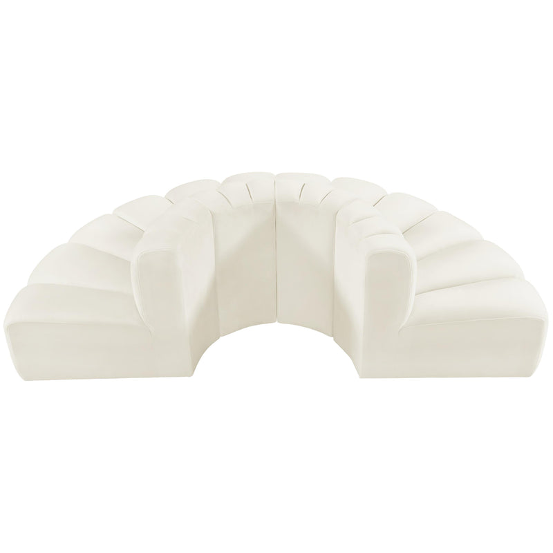 Meridian Arc Cream Velvet 4 pc Modular Sectional IMAGE 3