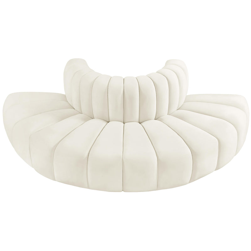Meridian Arc Cream Velvet 4 pc Modular Sectional IMAGE 4