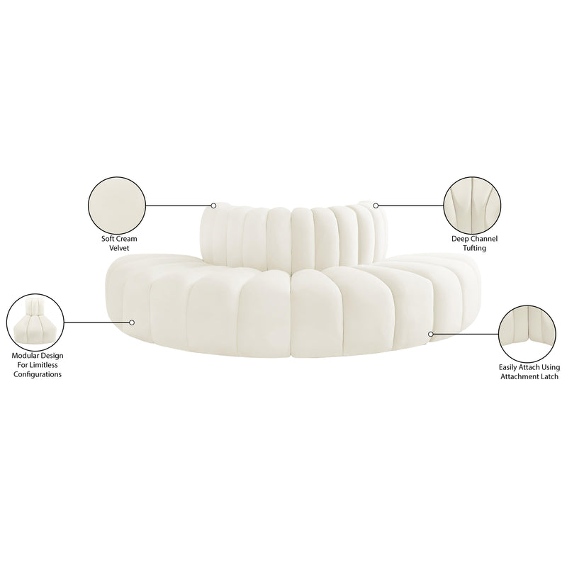 Meridian Arc Cream Velvet 4 pc Modular Sectional IMAGE 9