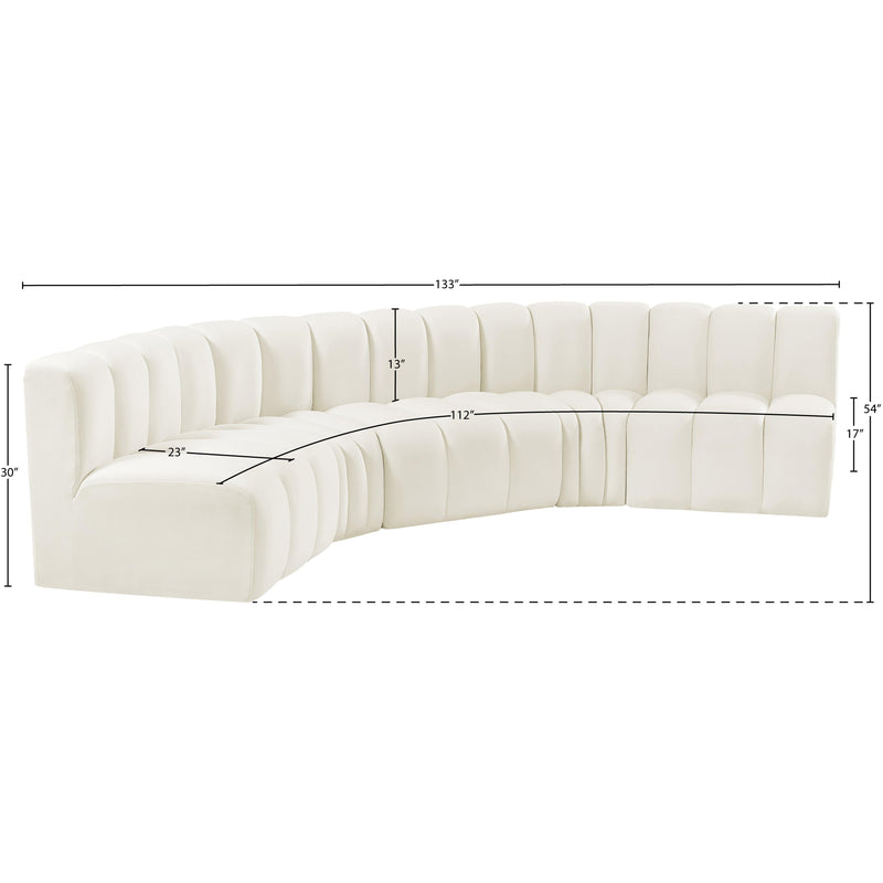 Meridian Arc Cream Velvet 5 pc Modular Sectional IMAGE 14