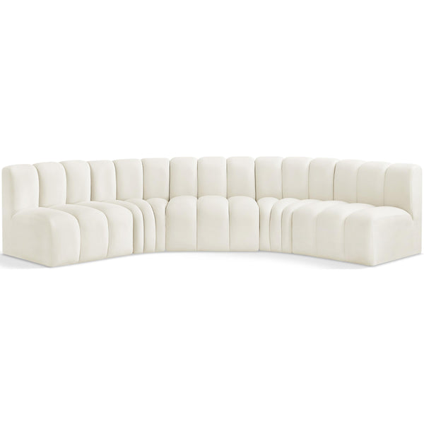Meridian Arc Cream Velvet 5 pc Modular Sectional IMAGE 1