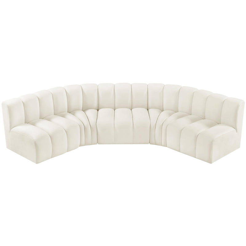 Meridian Arc Cream Velvet 5 pc Modular Sectional IMAGE 4