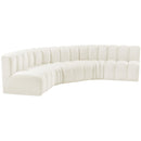 Meridian Arc Cream Velvet 5 pc Modular Sectional IMAGE 5