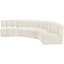 Meridian Arc Cream Velvet 5 pc Modular Sectional IMAGE 6