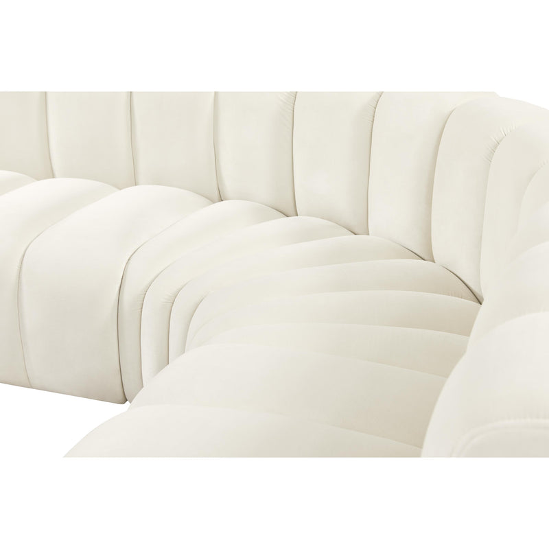 Meridian Arc Cream Velvet 5 pc Modular Sectional IMAGE 9