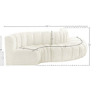 Meridian Arc Cream Velvet 5 pc Modular Sectional IMAGE 10