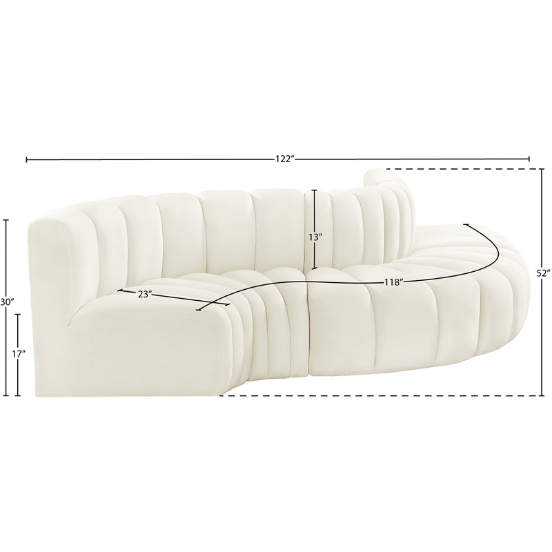 Meridian Arc Cream Velvet 5 pc Modular Sectional IMAGE 10