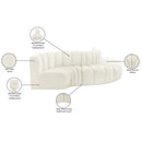 Meridian Arc Cream Velvet 5 pc Modular Sectional IMAGE 11