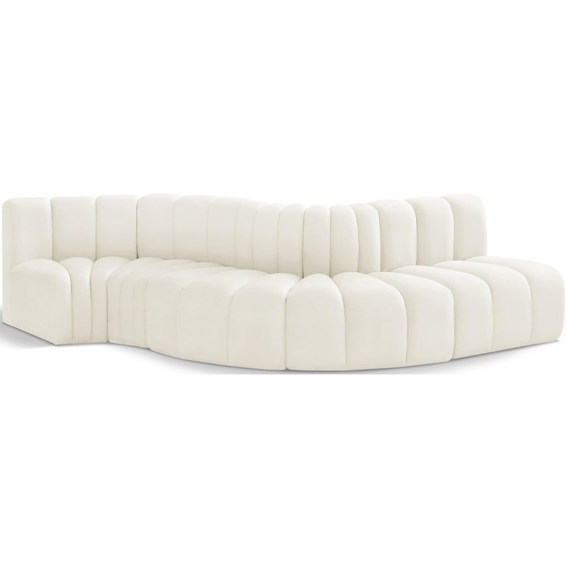 Meridian Arc Cream Velvet 5 pc Modular Sectional IMAGE 1