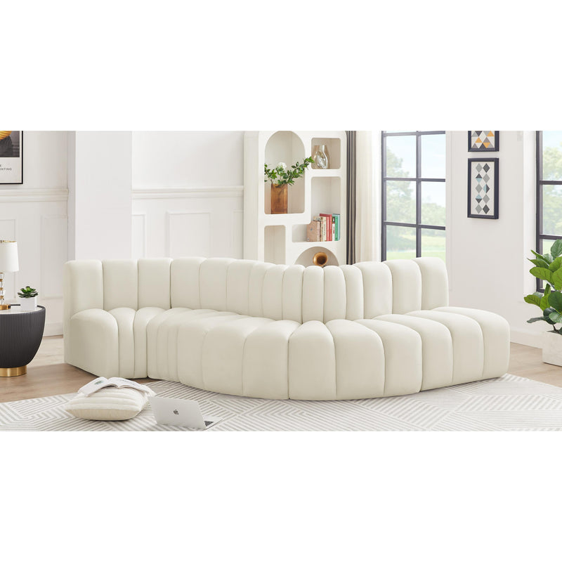 Meridian Arc Cream Velvet 5 pc Modular Sectional IMAGE 2