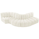 Meridian Arc Cream Velvet 5 pc Modular Sectional IMAGE 4