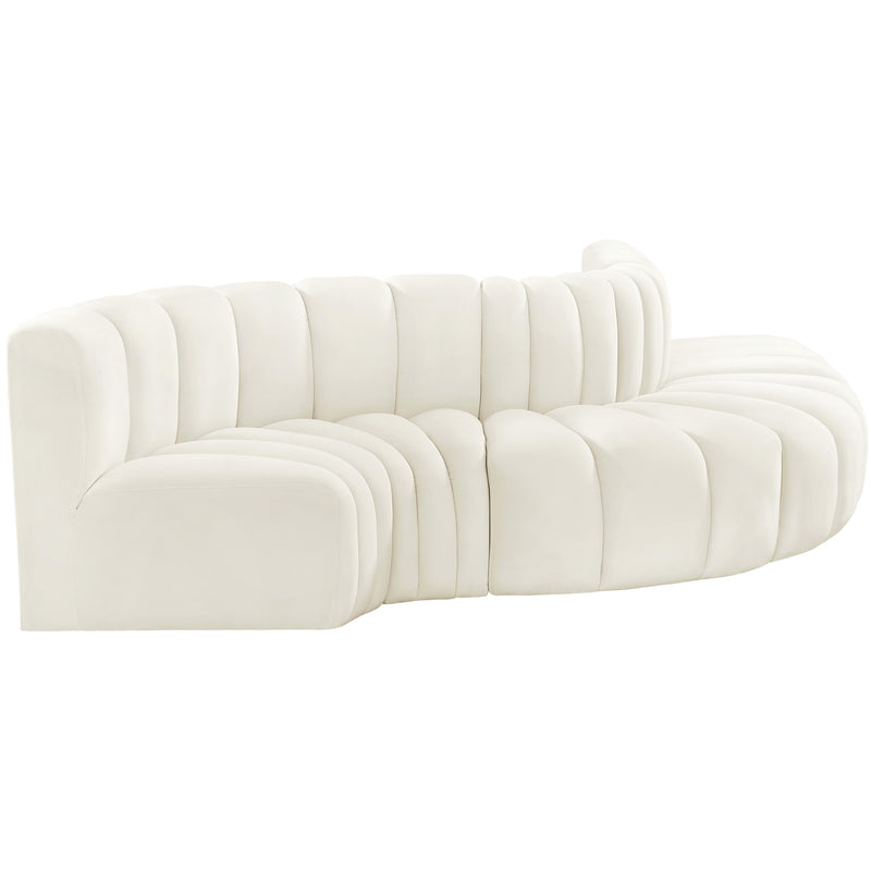Meridian Arc Cream Velvet 5 pc Modular Sectional IMAGE 5