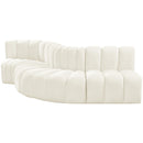 Meridian Arc Cream Velvet 5 pc Modular Sectional IMAGE 6