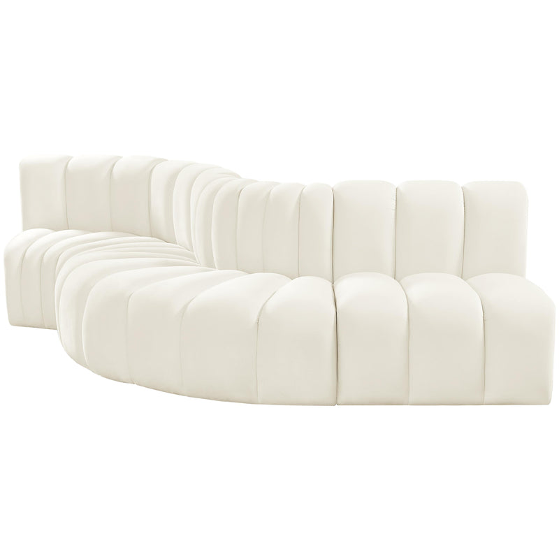 Meridian Arc Cream Velvet 5 pc Modular Sectional IMAGE 6