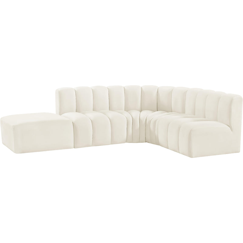 Meridian Arc Cream Velvet 5 pc Modular Sectional IMAGE 10
