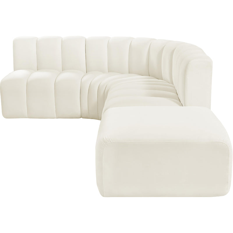 Meridian Arc Cream Velvet 5 pc Modular Sectional IMAGE 12