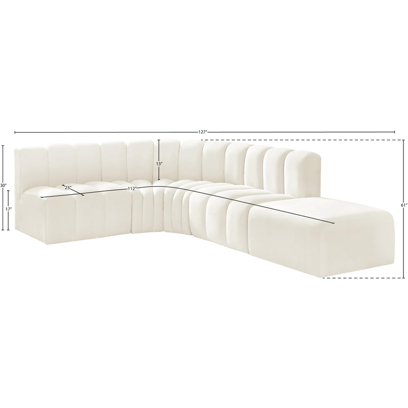 Meridian Arc Cream Velvet 5 pc Modular Sectional IMAGE 16
