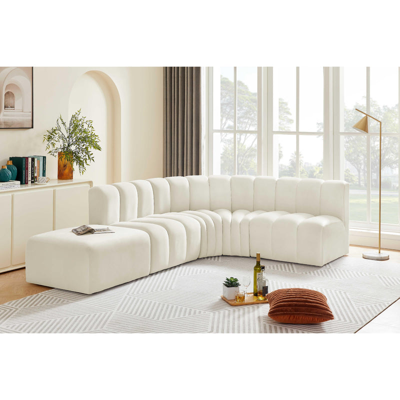 Meridian Arc Cream Velvet 5 pc Modular Sectional IMAGE 3